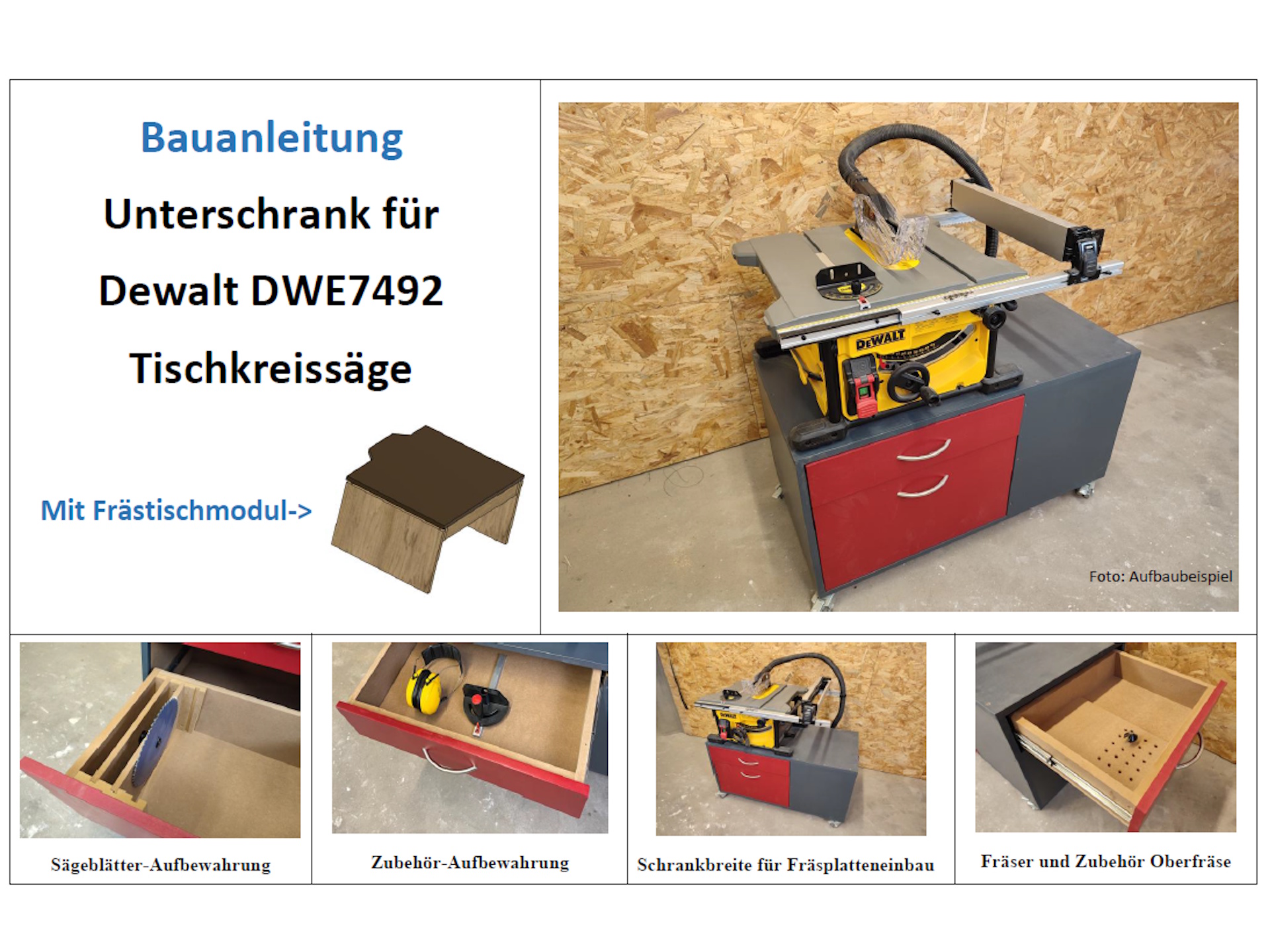 Bauanleitung Unterschrank für Dewalt DWE7492 (3176) 